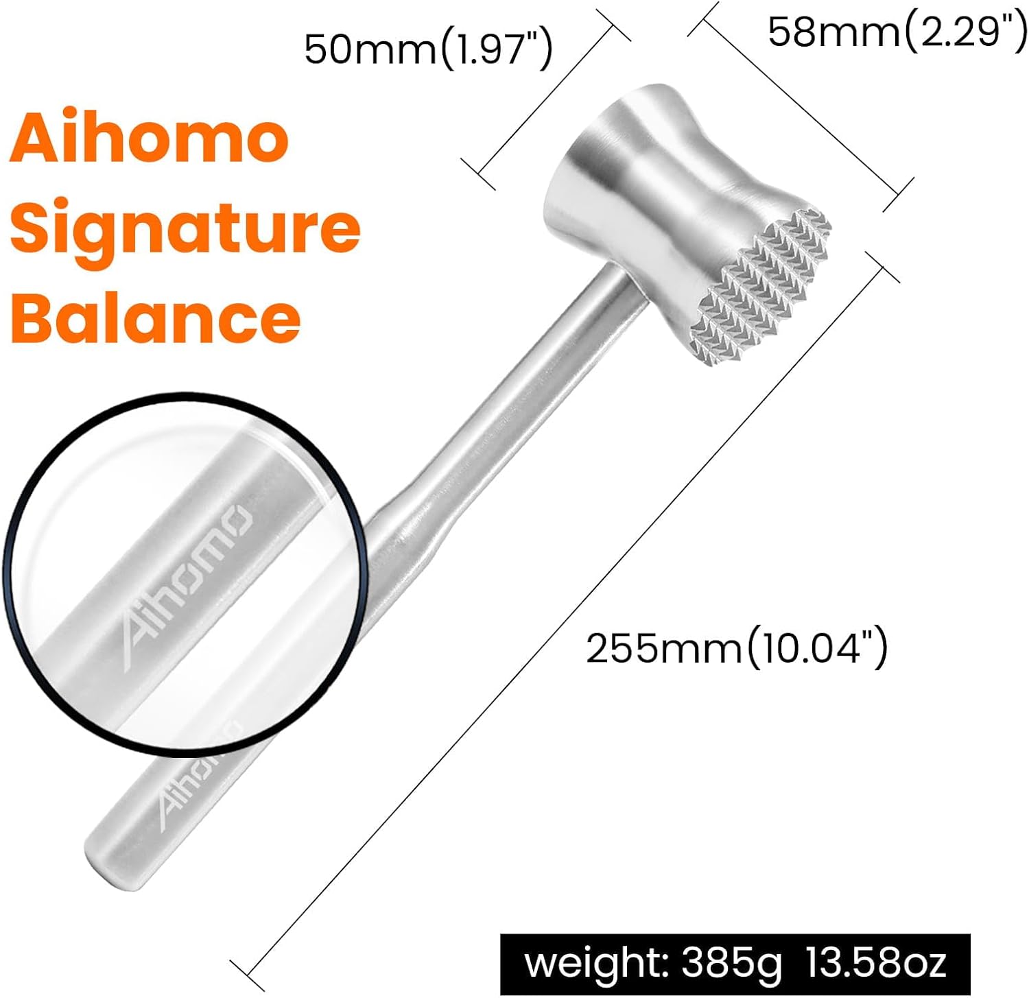 304 Stainless Steel Meat Tenderizer Mallet, Meat Hammer Dishwasher Safe with Storage Bag & Gift Box, Dual Sided Chicken Pounder for Steak, Beef, Poultry, Heavy Duty Kitchen Mallet