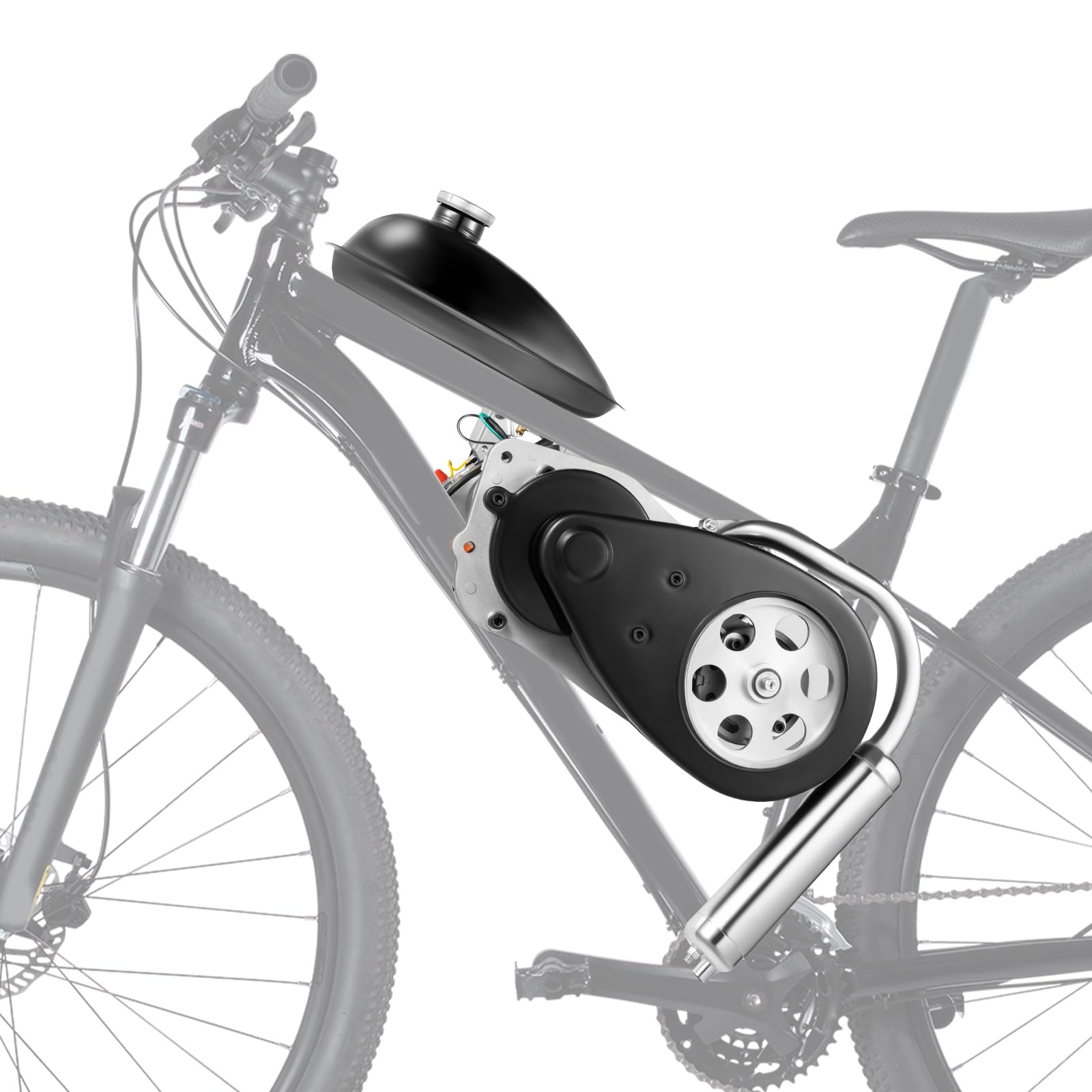 Kit motore per bicicletta a 4 tempi, kit motorizzato per bici da 100 cc, 3600 giri/min monocilindrico ad aria CDI accensione 3.5HP Motore a gas fai da te Set completo 44 denti 2L serbatoio carburante