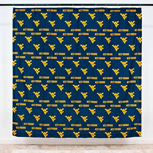 Image of College Covers Everything Comfy West Virginia Mountaineers Bright and Colorful Shower Curtain Cover 70 inch x 72 inch