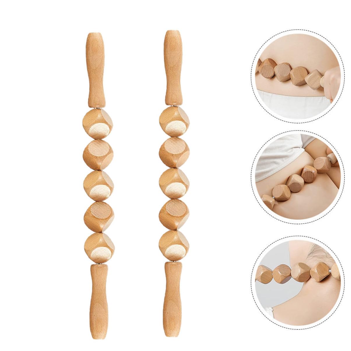 GLEAVI Bastones De Masaje De Madera Rodillo De Espalda Masajeador Corporal Ideal Para Fitness
