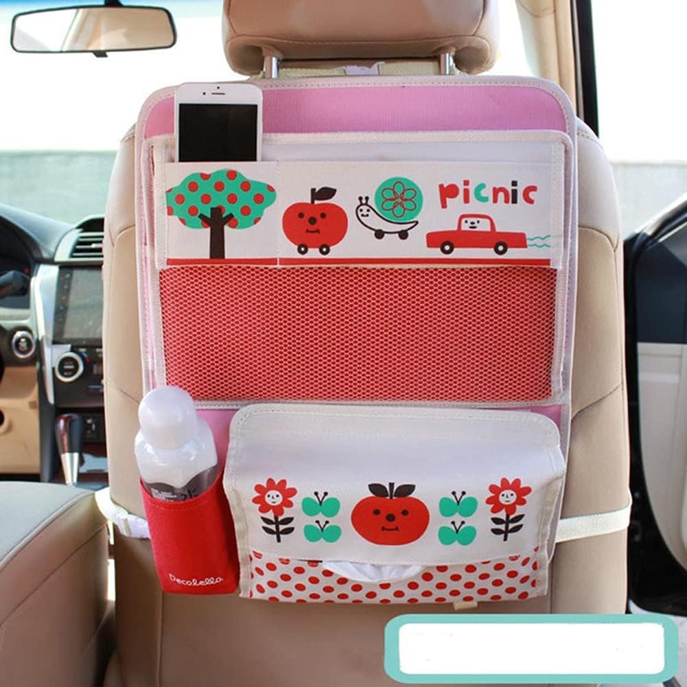 Cute Cartoon Car Backseat Organizer Auto Car Foldable Table Tray Seat Back Storage Bag Organizer for Baby Kid : Automotive