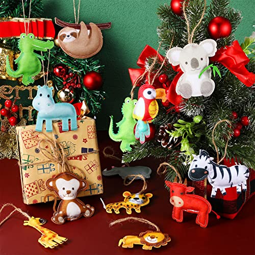 Remerry 15 Pieces Felt Safari Animals Ornaments Woodland Animal Ornaments Christmas Tree Ornaments Set Woodland Decorative Hanging Ornaments For Christmas Tree Home Decorations thumb #6