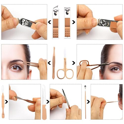 Miniatura 5 de Juego de manicura, kit de cortaúñas, juego de cortaúñas, kit de cuidado de uñas, kit de manicura profesional 8 en 1, cuidado personal, herramientas