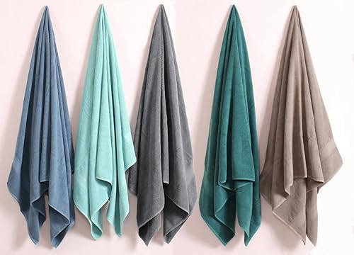 Miniatura 4 de Juego de 2 toallas de baño de 100 % algodón de 600 GSM, 40 x 80 pulgadas, toallas de baño extra grandes altamente absorbentes, toallas de baño de