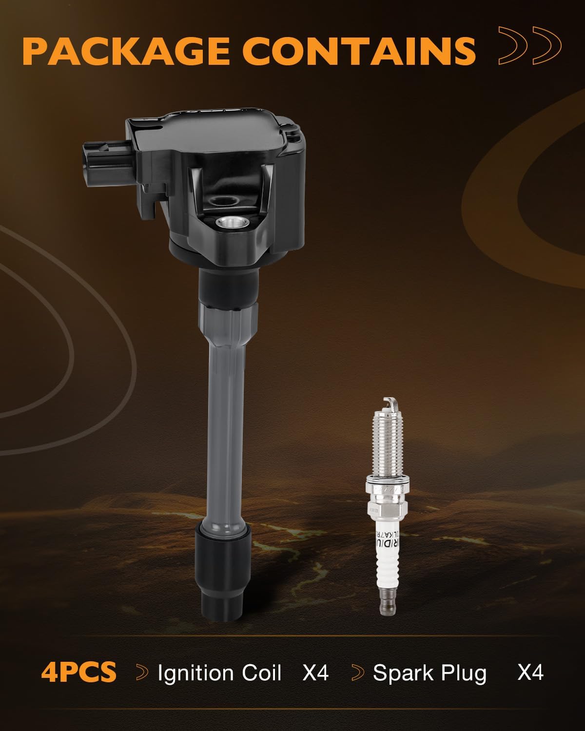 UF749 Ignition Coil and Iridium Spark Plug Set of 4 Compatible with Honda Civic L4 2.0L 2016-2020 and Civic L4 1.5L 2015-2019. Replace UF-749, CM11121A, 305205RO013