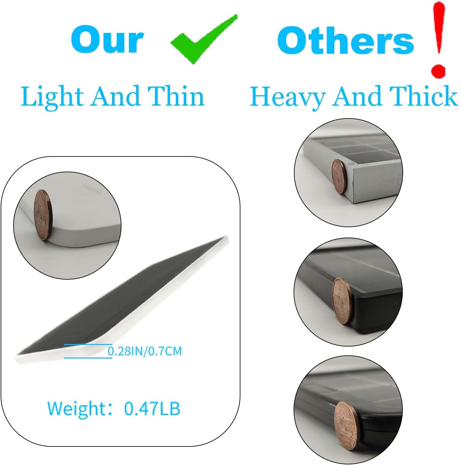 Lightweight and Thin Product Compared to Heavier, Thicker Alternatives