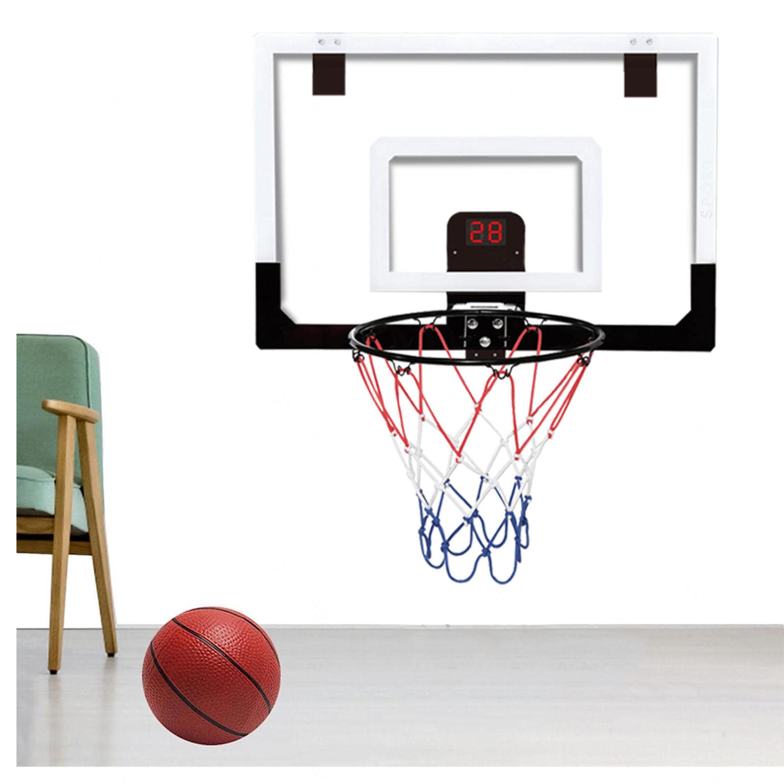Canestro Basket Esterno Regolabile, Segnapunti Elettronico con Audio Molto Resistente Tabellone per Canestro, per Bambini,Ragazzi,Adulti