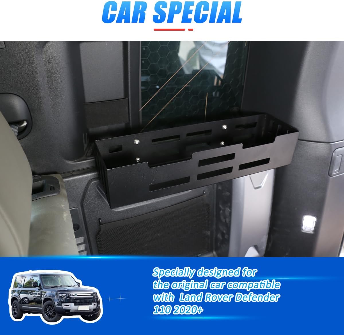 Aluminum Alloy Car Trunk Storage Basket Organizer For Land Rover Defender 110 2020-2025 Trunk Side Rack, Trunk Molle Panel Organizers Shelves Add Trunk Space Accessories (Right)