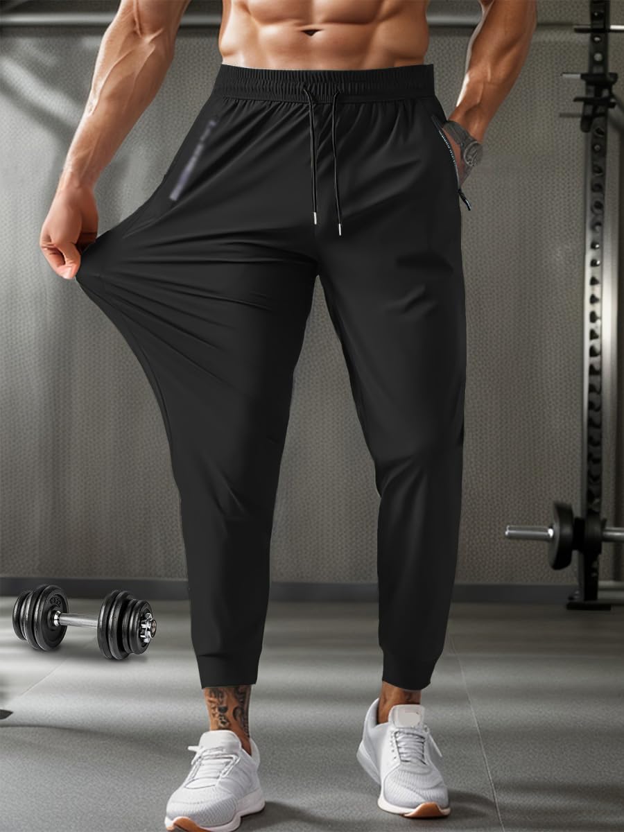 ORANDESIGNE Pantalon Jogging Homme Léger Stretch Survetement Bas de Jogging Extensible Pantalons de Sport à Poches Zippées