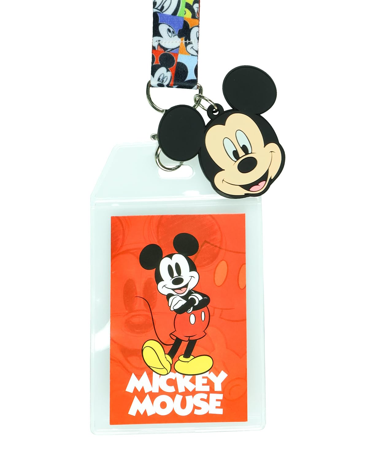 Disney Smycz z myszką Miki Fun Starts Here, z uchwytem na identyfikator i gumową zawieszką 5 cm