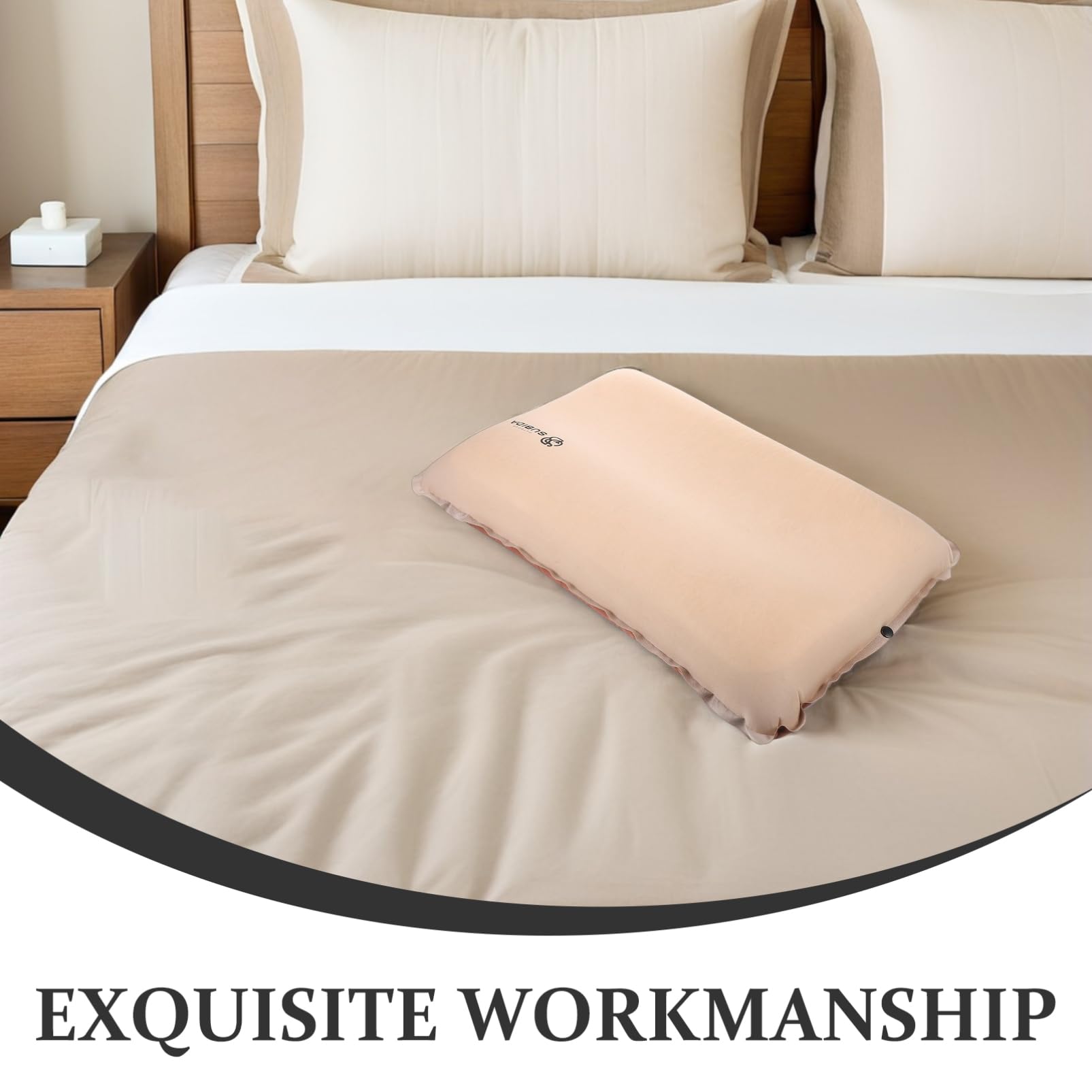 WOONEKY Almohada Inflable para Senderismo Ultraligera de Tela Elástica