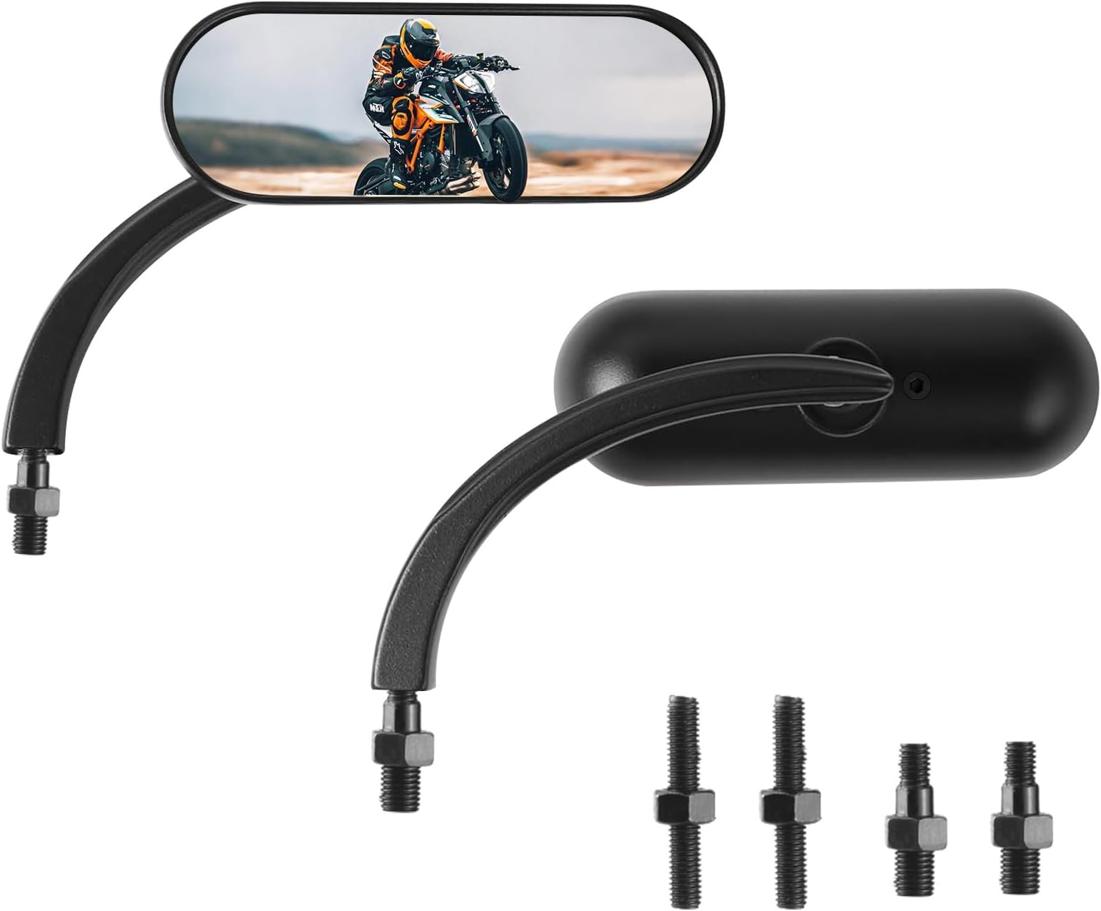 Universal Motorcycle Mini Mirrors for Handlebars Compatible with Honda Suzuki Road Street Bike Electra Glide Road Glide Dyna Softail Rearview 8mm 10mm Side Mirror
