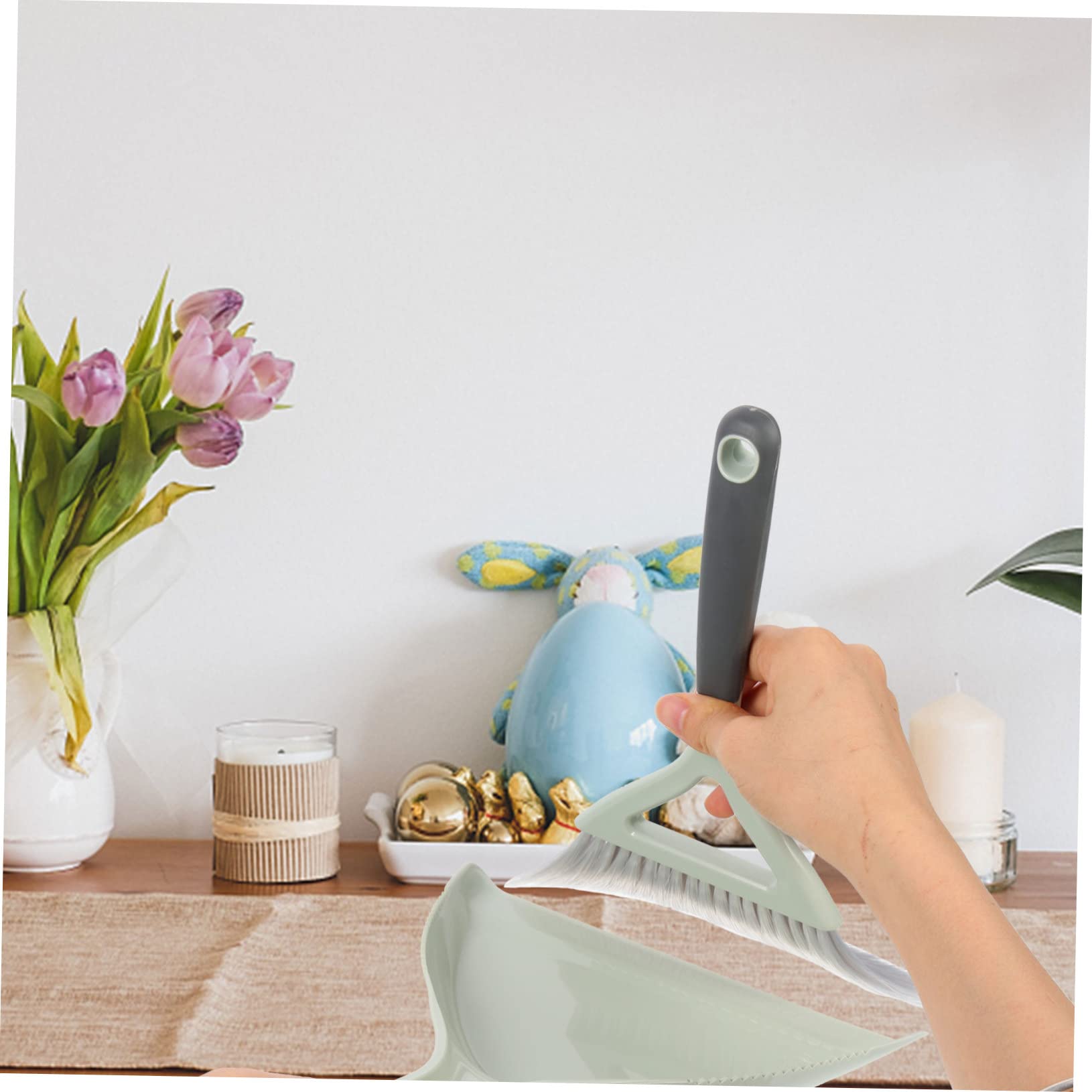 MOLUCKFU 1 Set Set Broom Dustpan Combination Portable Dustpan Set Desktop Dustpan Practical Cleaning Set Home Accessory Keyboard Duster Mini Desktop Broom Mini Cleaning Broom Plastic Green
