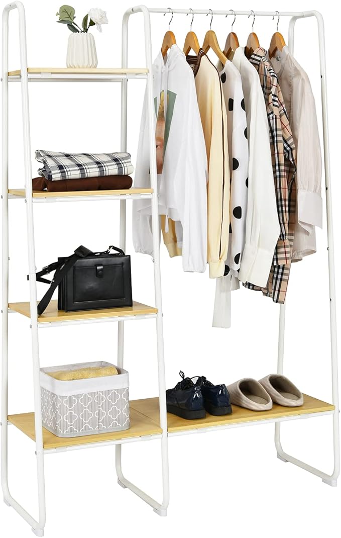 Tangkula Metal Garment Rack, Free Standing Closet Organizer