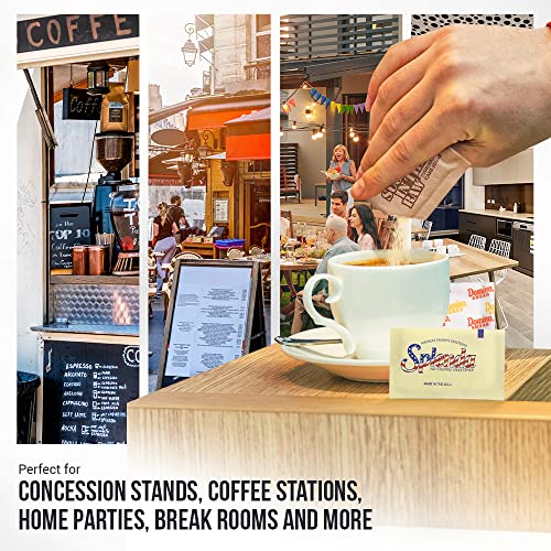 Sugar & Sweetener Assortment Packets Packaged By Bools, Sugar Packets, Splenda, Brown Sugar, Plus Bools Wooden Coffee Stirrers (300 Pack) Sugar Packets For Home, Office, Coffee, Bar, Gift #TOP7