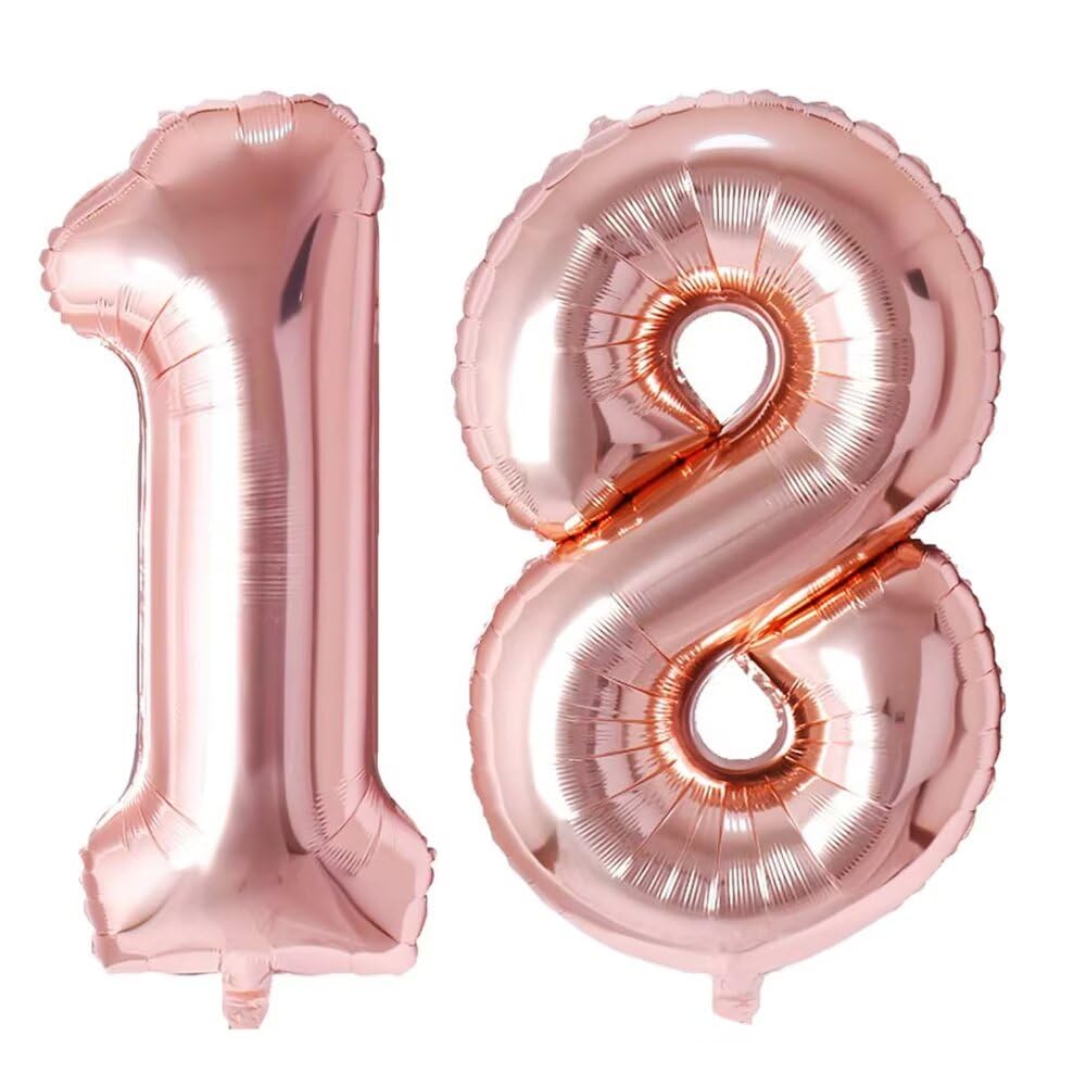 101cm Number 18 Balloon Rosegolden, 0-90 Balloon 18/81 Birthday Party Foil Balloon 18/81 Party Deco Support Helium-40inch — image 1