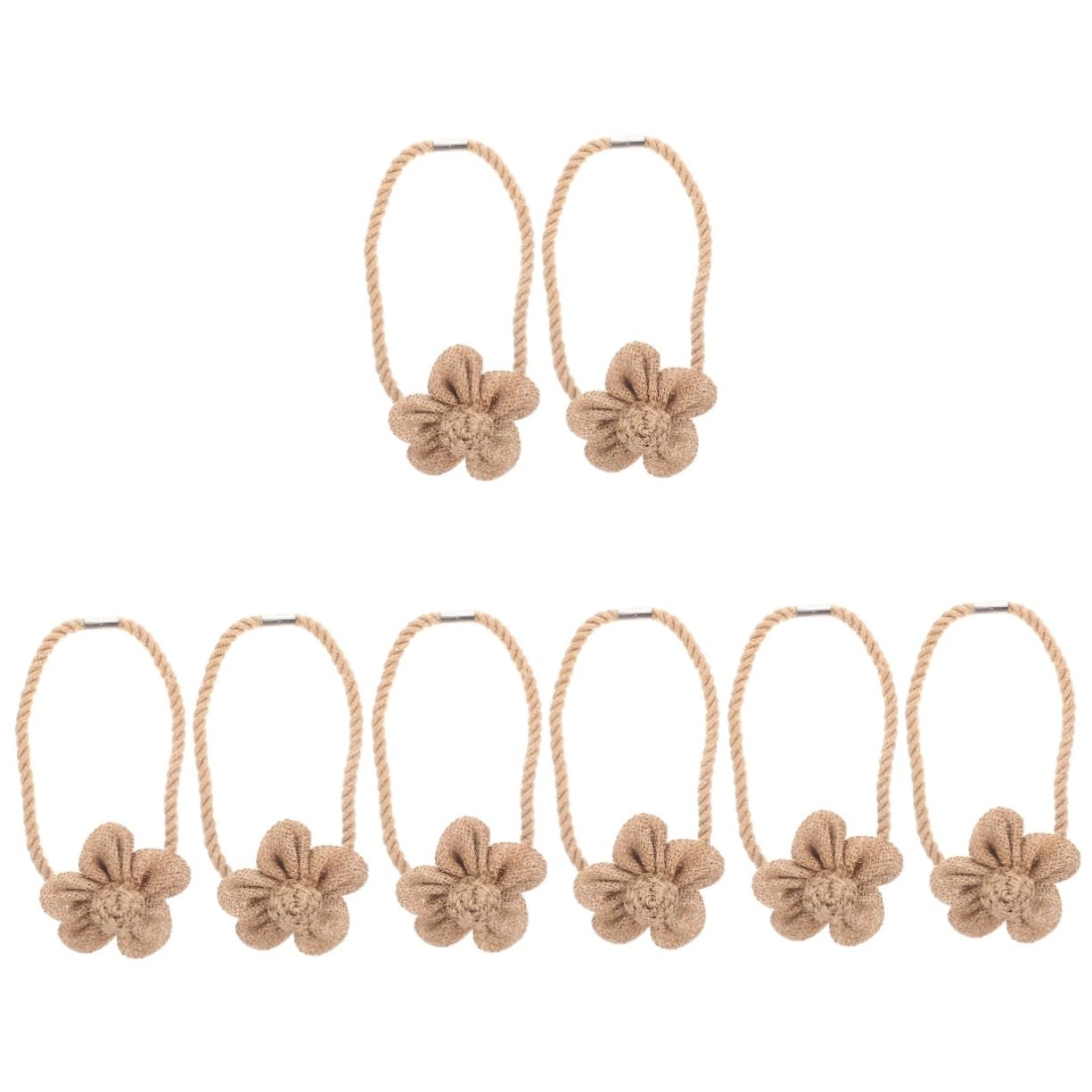 PRETYZOOM 8pièces Embrasses à Rideaux Magnétiques Coton Lin avec Fleurs Attaches Décoratives pour Fenêtres Et Intérieur