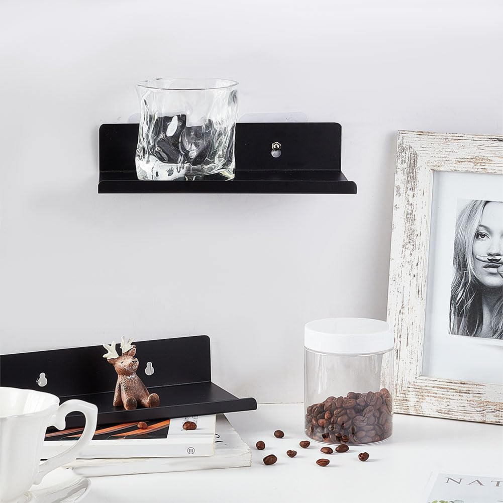 Set di 2 mensole da parete in metallo nero 60x16 cm per libri e oggetti decorativi – ideali per soggiorno e cucina | MILUKA | Leroy Merlin