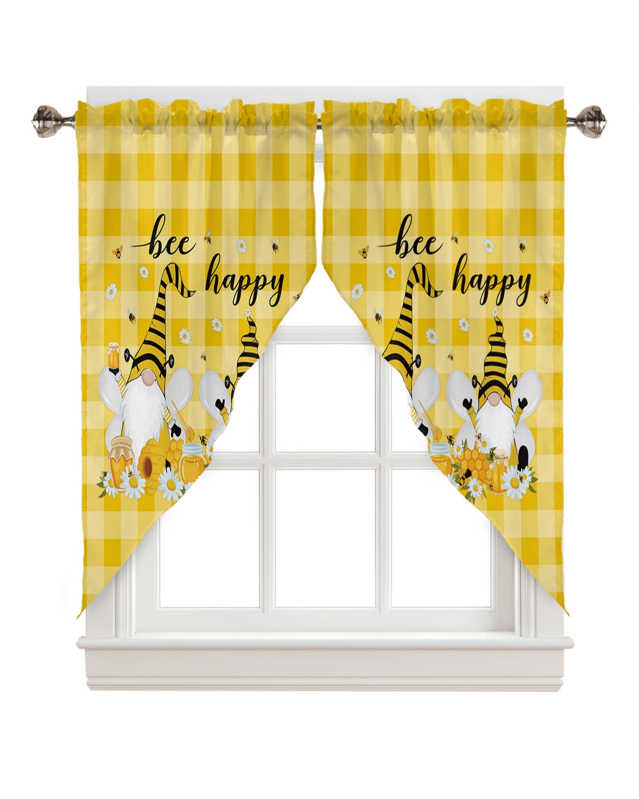 Cute Panda On Toilet Valance Curtain - 42x12 Inch, Rod Pocket, Kitchen Bathroom Window Topper, 1 Panel