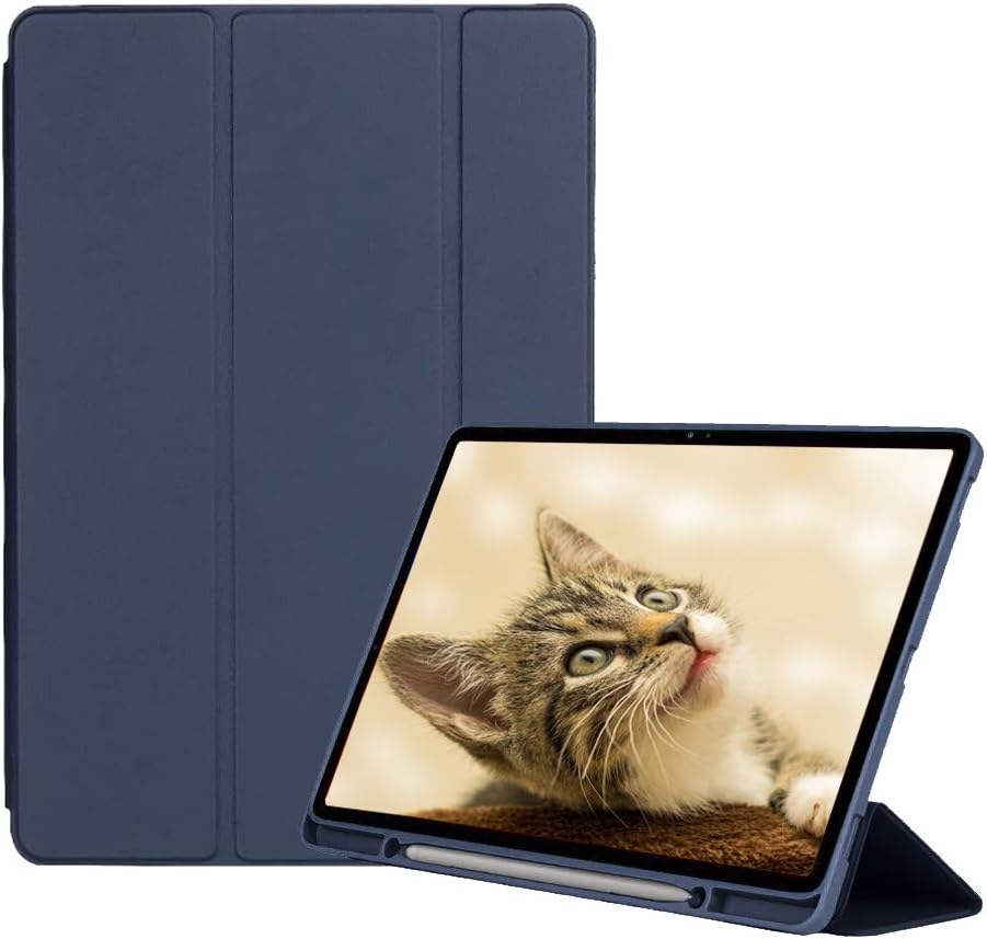ORRINKART Smart Case Cover for Samsung Galaxy Tab S7+ (S7 Plus) 12.4 Inch 2020 [T970 /T975] with S-Pen (Pencil) Holder PU Leather Case - Dark Blue