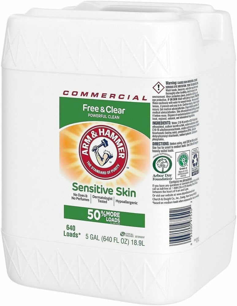 Arm & Hammer HE Compatible Liquid Detergent, Unscented, 5 gal Jug