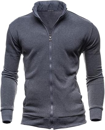 Mens Sweatshirt Coat Full Zip Casual Turtleneck Jacket Coat Spring Solid Warm Slim Fit Outdoor Running Sport Jacket
