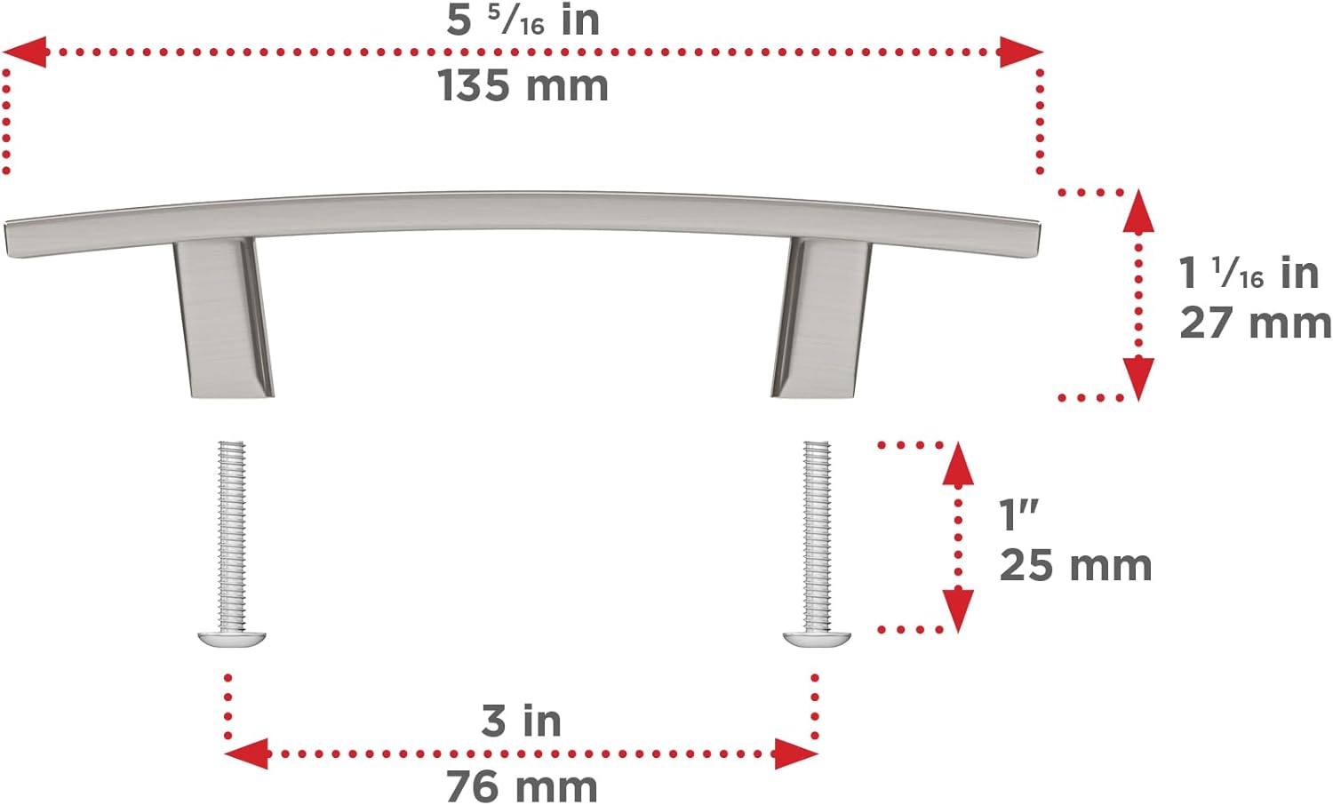 Richelieu Hardware DP65076195 (10-Pack) Padova Collection 3-inch (76 mm) Center-to-Center Brushed Nickel Transitional Rectangular Cabinet and Drawer Bar Pull Handle for Kitchen, Bathroom, and Furniture