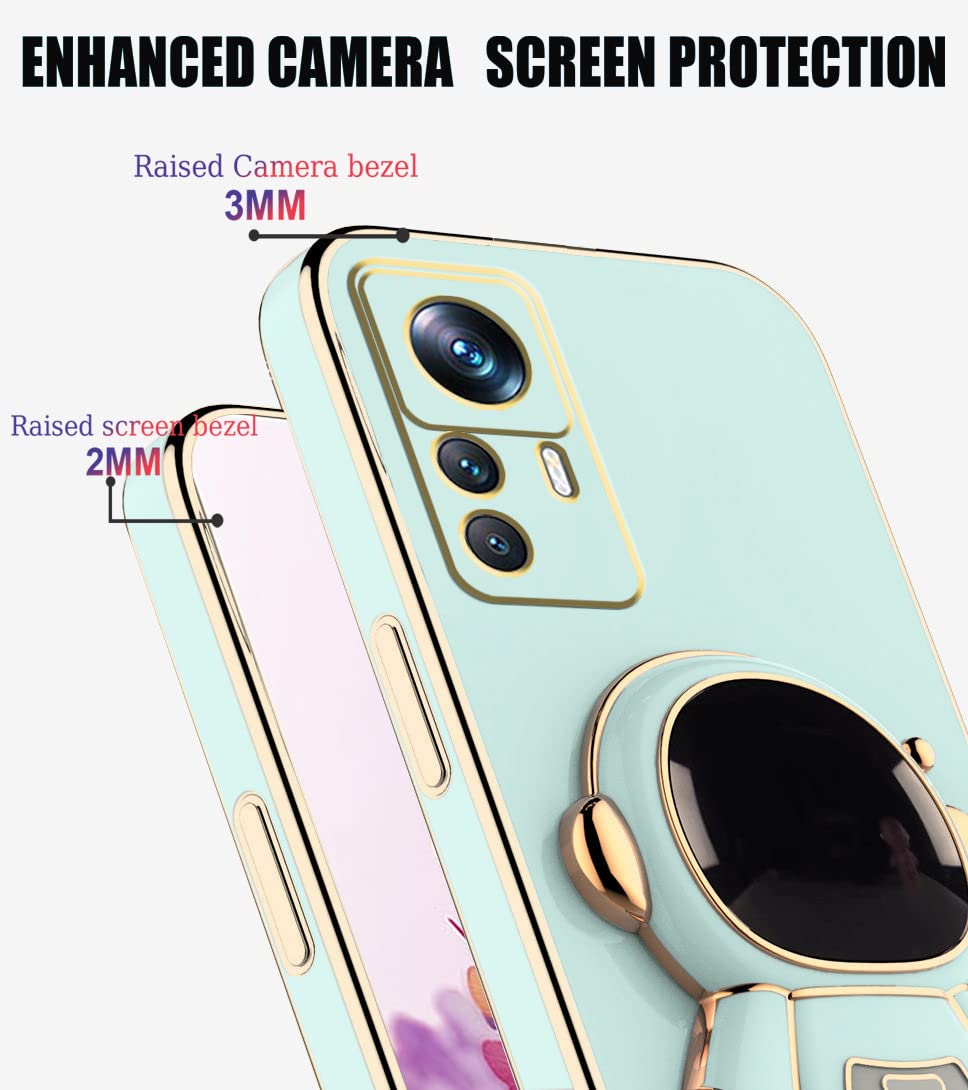 Wousunly Xiaomi 12T Pro Hülle Mit Ständer – Astronaut 3D Design, TPU Silikon, Kratzfest, Stoßsicher, Grün