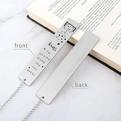 Miniatura 4 de Marcapáginas de metal, grabado con texto en inglés "Thank You for Being Part of My Story", con exquisita caja de regalo para mujeres, hombres,