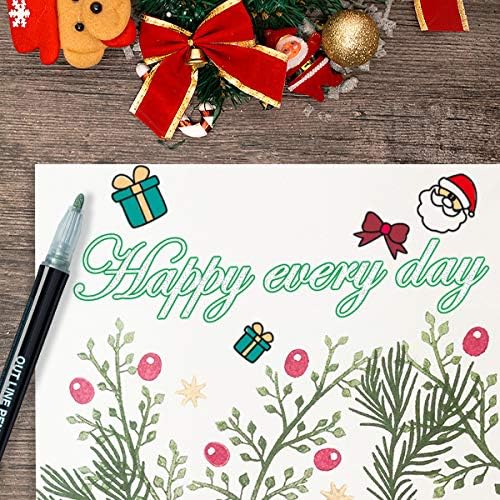 APOGO Outline Pens, 12 Metallic Outline Markers Pens for Gifts card Writing, Double Line Outline Pens, Super Squiggles Outline Pens for Birthday Card, Scrap Booking, Teenage Girls Gifts