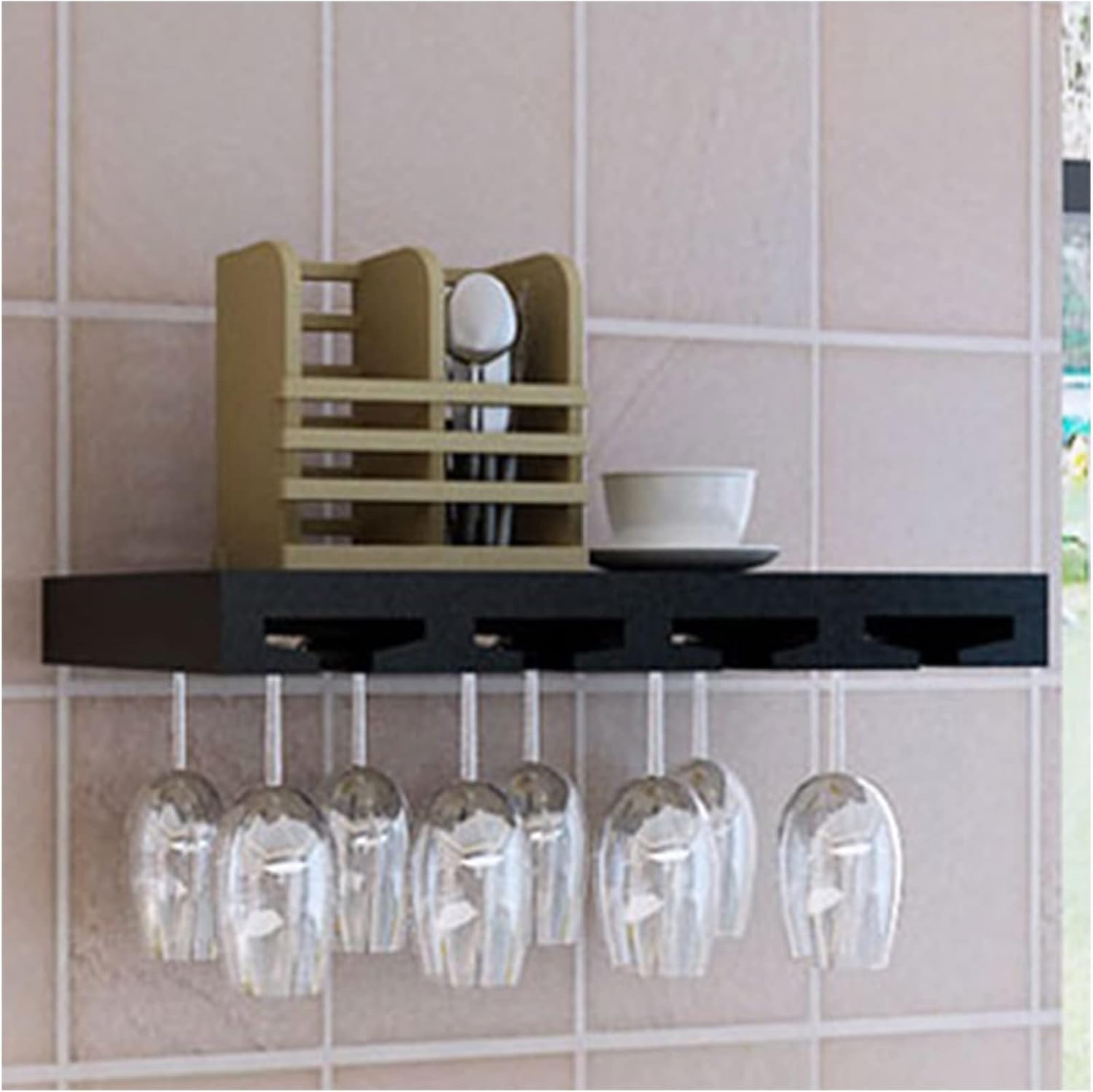 Wall Shelf Creative Solid Wood Wine Glass Rack Rack, Restaurant and Bar Upside Down Storage Rack, Wall-Mounted Wine Rack That Can Bear 15Kg Home Decoration