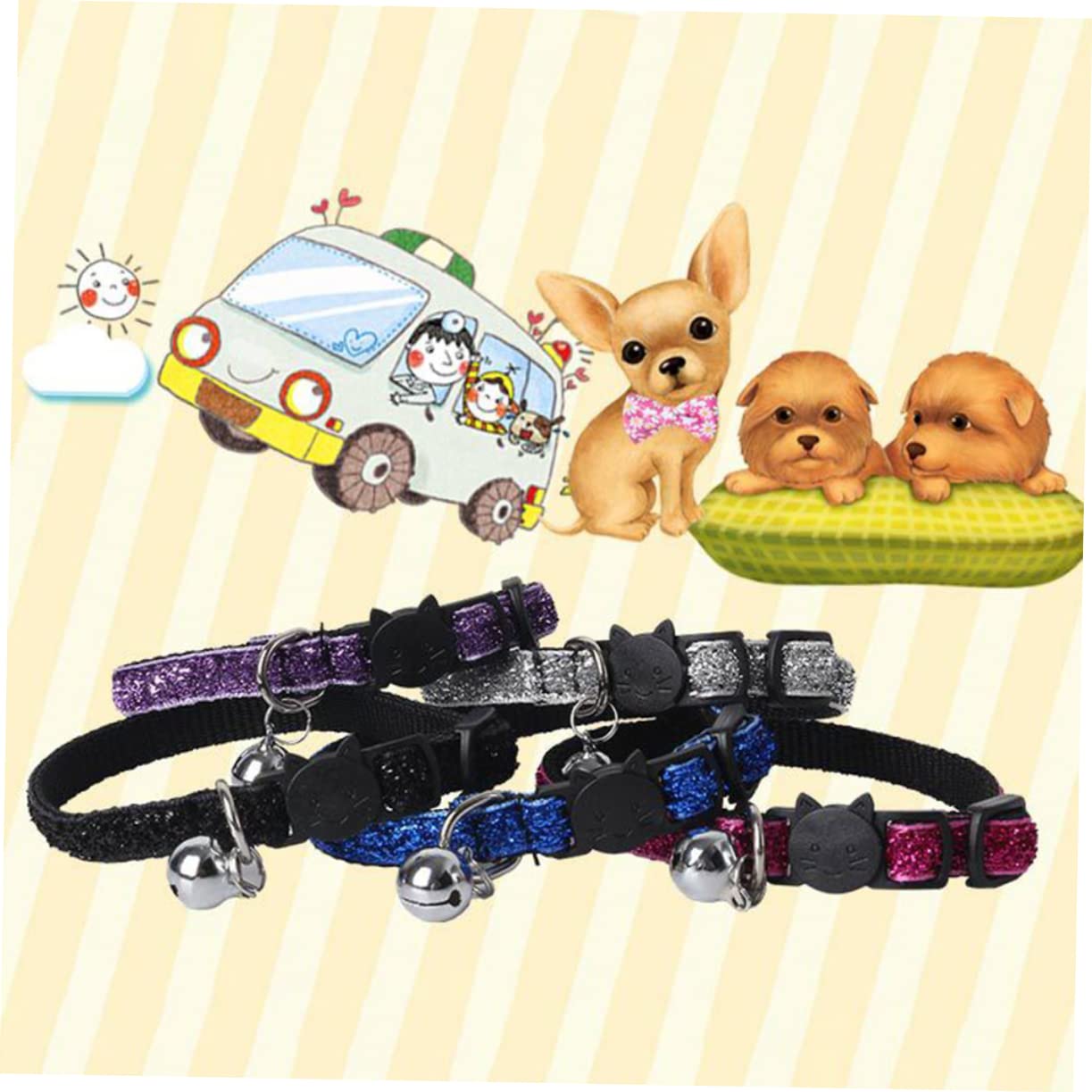 BESPORTBLE 15pezzi Collare Regolabile Nylon Con Campanella Per Gatti e Cani Da Accessorio Sicuro e Pratico Per Identificazione Animali Domestici