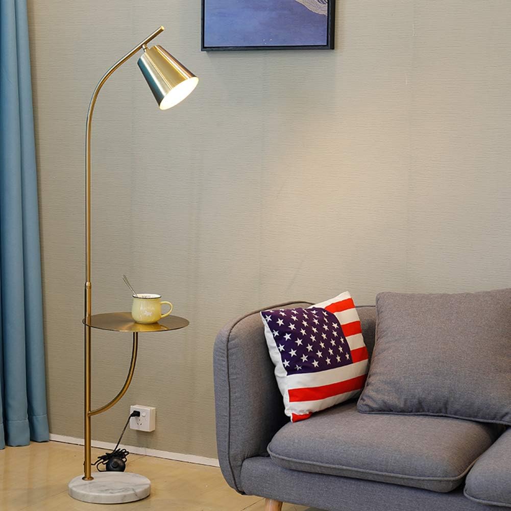 Hsyile Lighting KU300214 Creative Bedroom & Living Room Floor Lamp with a Table,Office and Reading Light - E26 Base - Brushed Antique Brass Finish