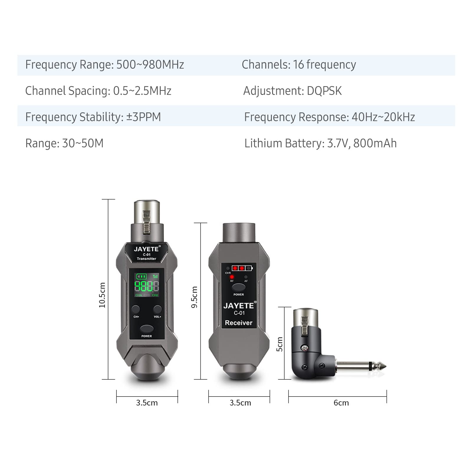 Btuty UHF Convertitore da microfono cablato a wireless Microfono Trasmettitore e ricevitore Compatibile con microfono dinamico/condensatore