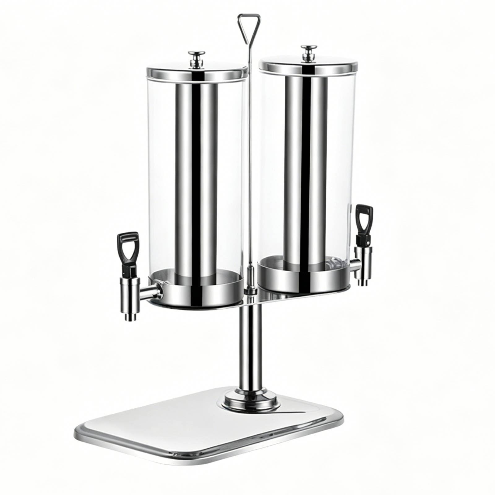 Drehbarer Saft- und Müslispender 360° drehbar Doppelkammer-Getränkespender mit Ständer stabiler Standfuß, Rotierender Doppelsaftspender, Zwei Saftbehälter, Gesamthöhe 49 Cm