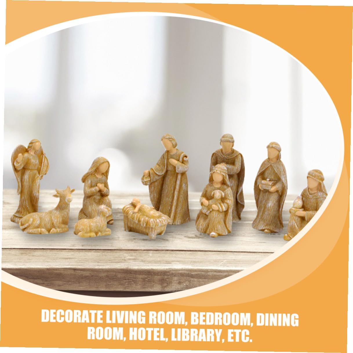 SUPVOX 10pcs Resin Nativity Figures Set Small Jesus Figurines Tabletop Christmas Decorations for Christian Home Manger Scene