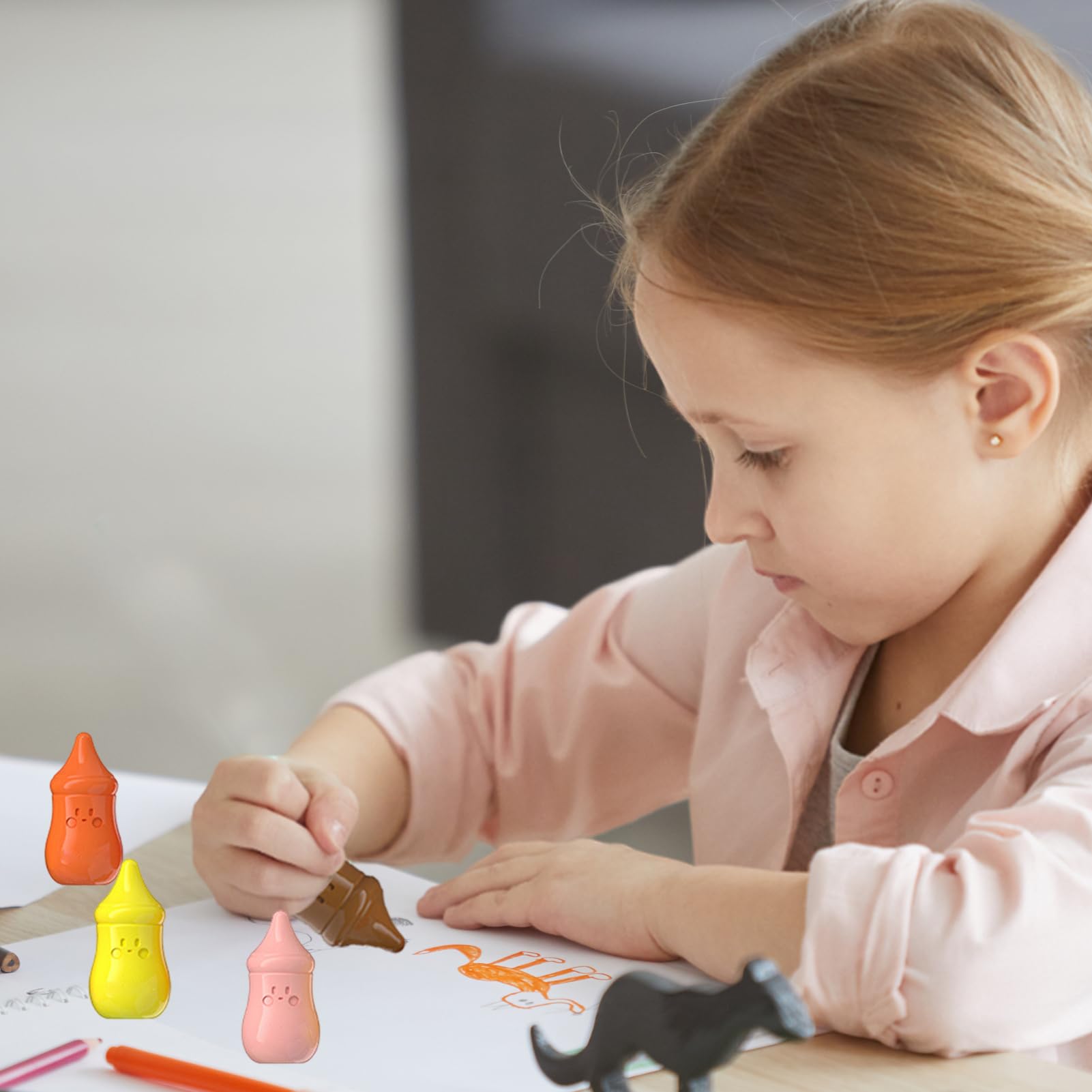 Buntstifte für Kleinkinder, abwaschbare Kunstwerkzeuge, Farbzeichnungsset | leicht zu greifende Flaschenwachsfarben, lebendiges, ungiftiges Malset, kreatives Malspielzeug für Vorschulmädchen und