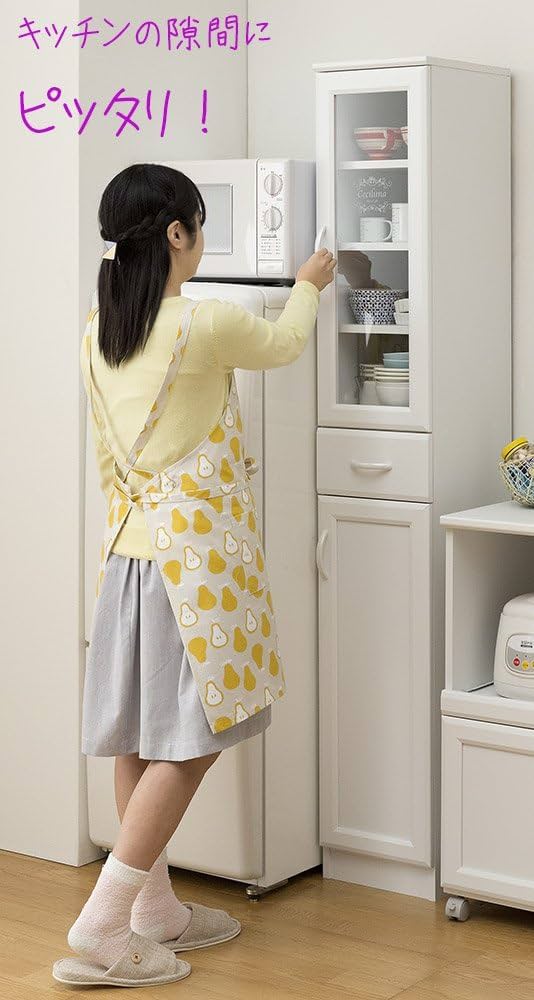 セシルナ　キッチンボード　ホワイト 楽天市場】食器棚 家電収納 ストッカー スライド棚付 カフェ風デザイン