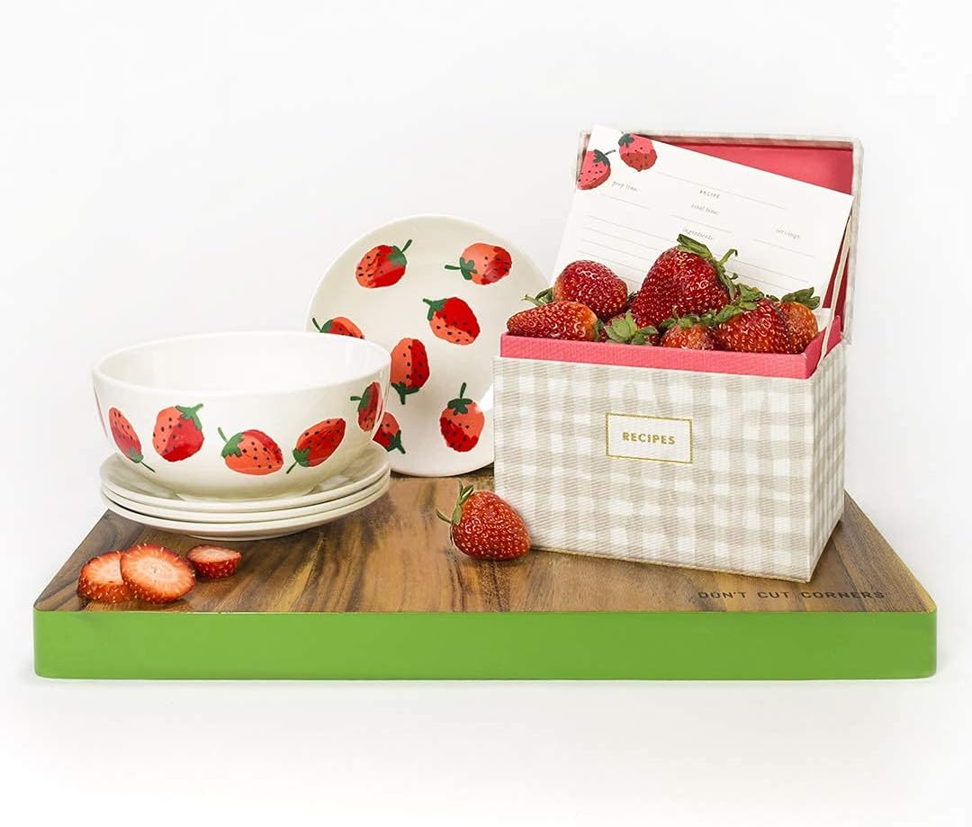 Kate Spade New York Double Sided Recipe Card Refills, Set of 40, Strawberries