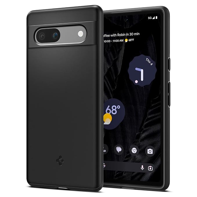 Spigen Thin Fit Back Cover Case for Pixel 7a, Durable Protection, Slim Frame - Polycarbonate + TPU | Black
