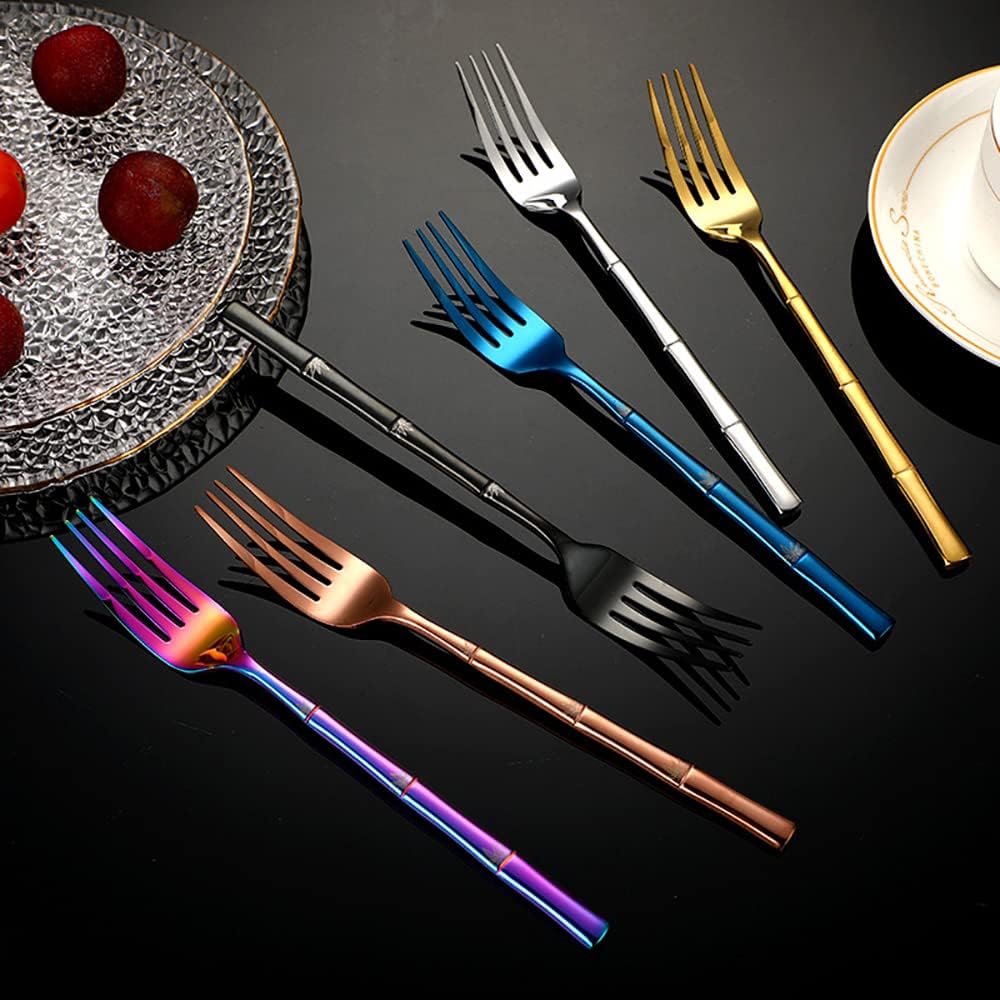 Bamboo Silverware Set 24 Piece Flatware Sets for 6 With Bamboo Shaped Handle Stainless Steel Include Teaspoons Knifes Forks and Spoons Cutlery Utensils Set for Home Kitchen Wedding Hotel