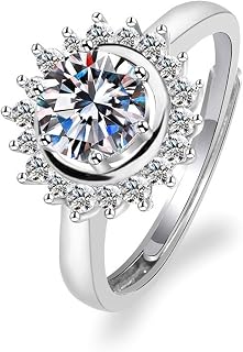Ring Size Women 14K White Gold Band Rings for Women Lab Diamond Flower with Cubic Zirconia Size 4 Modern for Sister Cocktail Jewelry