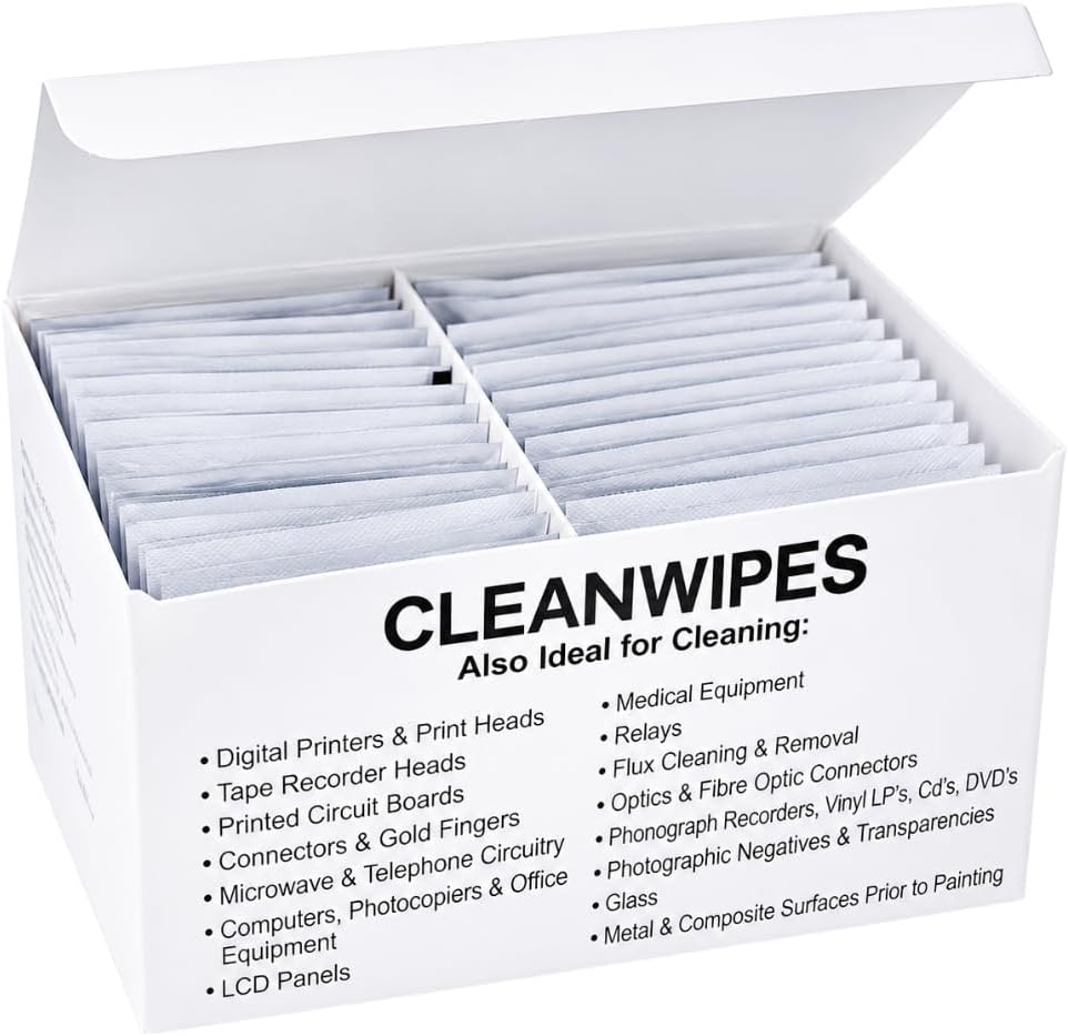 Elfcam® - Pack of 50 Fiber Optic Cleaning Papers, for Decontamination of Bare Fibre Before Splicing and Fibre Optic Connector Ends