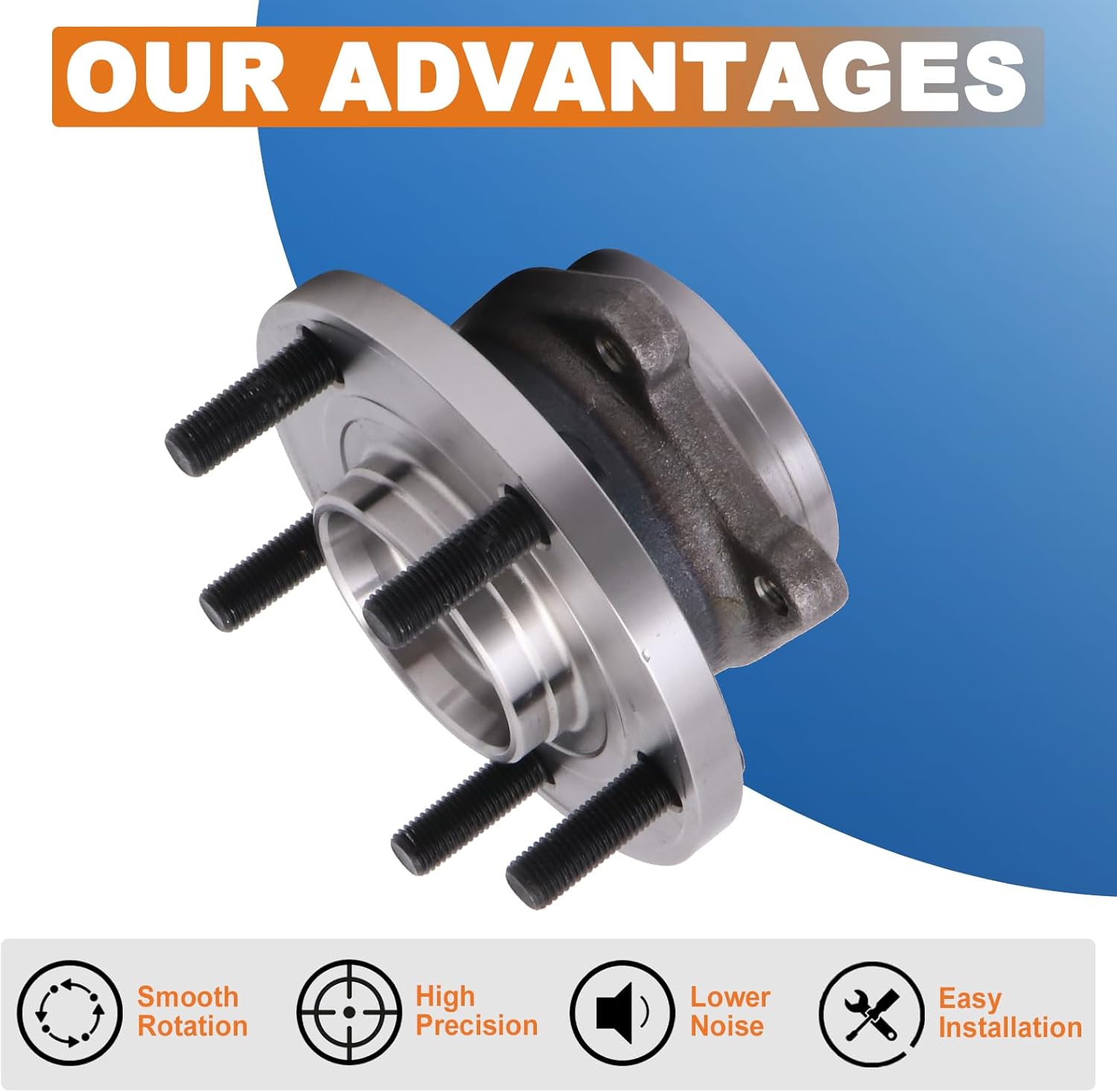 Front Wheel Hub Bearing Assembly 2 PCS Compatible for 2007-2014 Chrysler 200 Sebring, Compatible for 2008-2014 Dodge Avenger Caliber 5 Lugs Replace 513263
