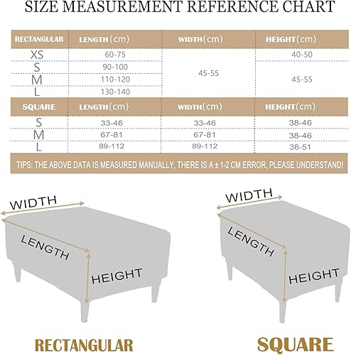 Miniatura 7 de Funda otomana impermeable de piel sintética, funda elástica para reposapiés, funda gruesa para taburete de pie, color sólido, estilo moderno,