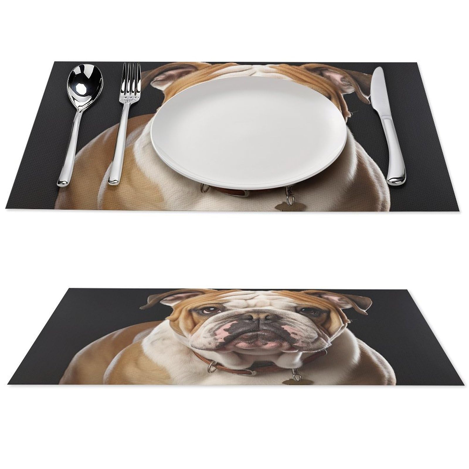 Sets de table bouledogue anglais lavables pour repas en famille