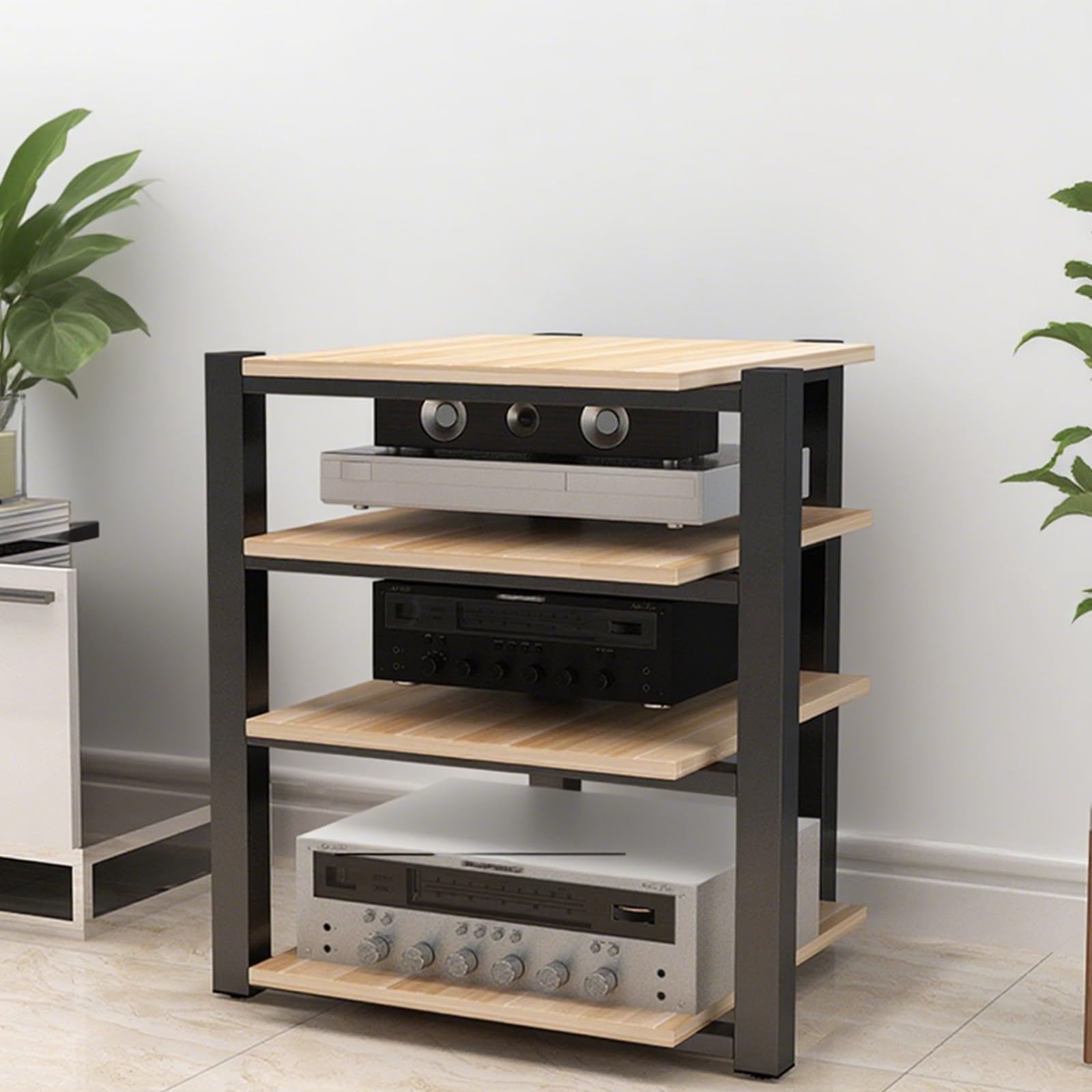 Stojak stereo HiFi, 2, 3 4 półki, regał audio, regał do przechowywania metalu i Mdf, stojaki multimedialne, półka do nagrywania Av i wzmacniaczy sali koncertowej (D,4Tier)