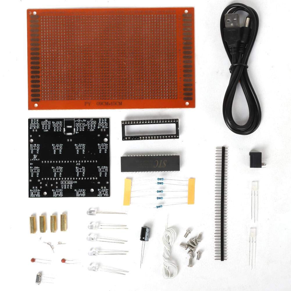 Bewinner1 DIY Kit Red Blue Color Production LED Fog Lamp Light Parts Module Electronic Circuit Board Kit Practice Learning DIY Kits