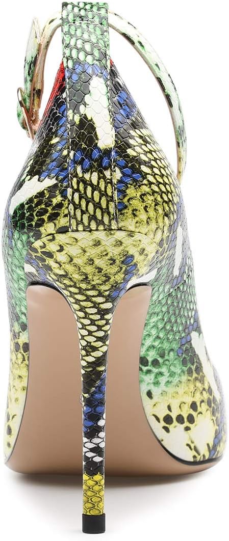 Castamere Womens Ankle Strap Pumps Pointed Toe Slip-on High Heels 10CM Heels