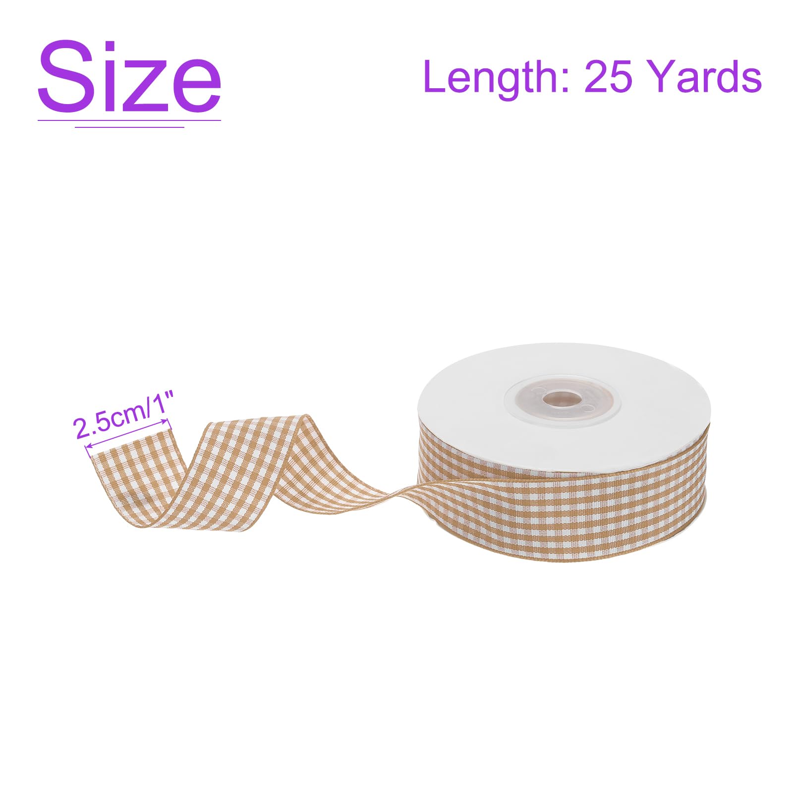 DMiotech 1 Inch 25 Yards Gingham Ribbon, Light Yellow and White, Polyester, Christmas, General Use, Country Rustic - Image 3